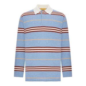 GUEST IN RESIDENCE Men's Striped Knit Rugby Polo Sweater Men CLEAR BLUE Sweaters